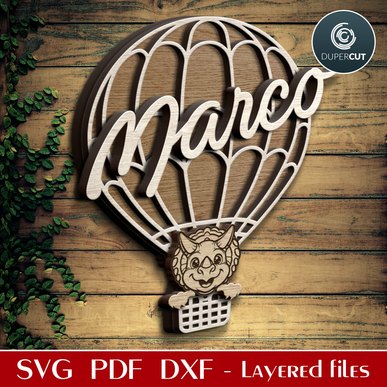 HOT AIR BALLON NAME SIGN - SVG / DXF