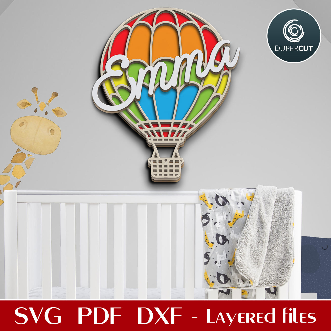 HOT AIR BALLON NAME SIGN - SVG / DXF