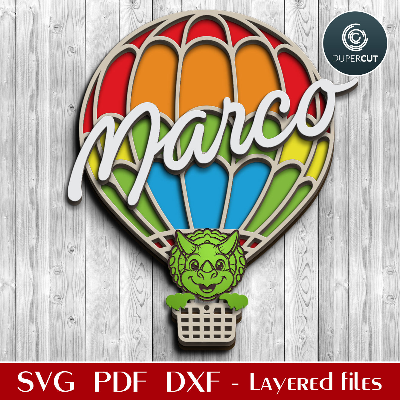 HOT AIR BALLON NAME SIGN - SVG / DXF