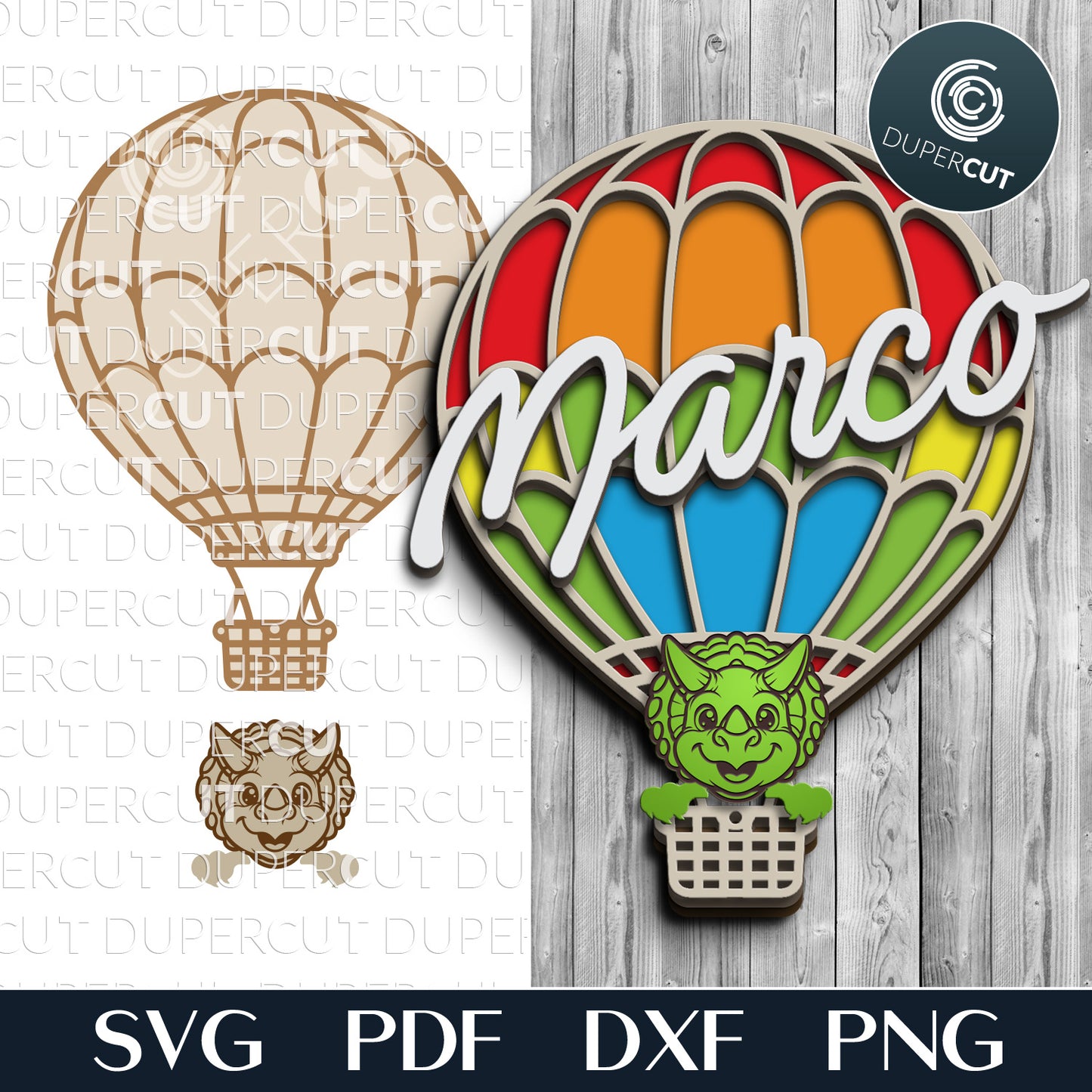 HOT AIR BALLON NAME SIGN - SVG / DXF