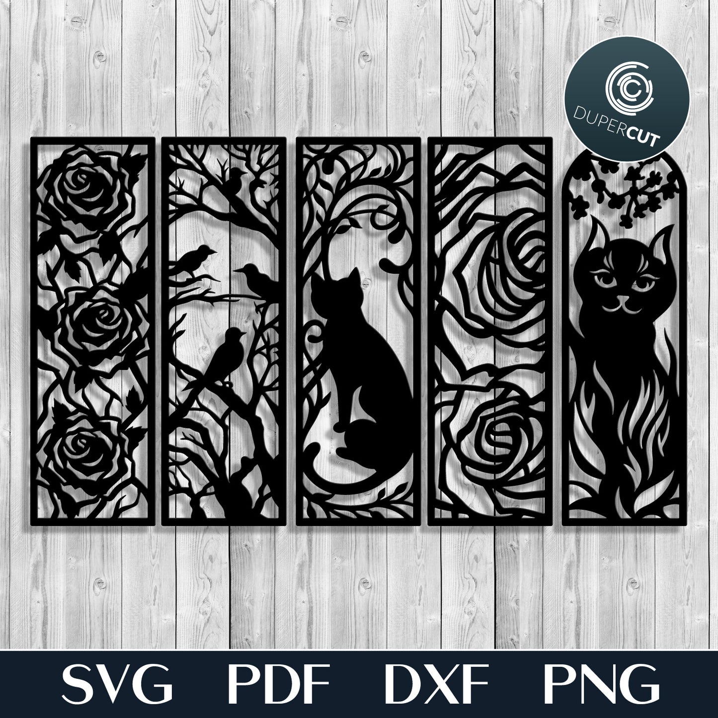 DIY bookmarks bundle - SVG DXF vector files for laser cutting machines, Glowforge, Cricut, Silhouette, CNC plasma machines by www.DuperCut.com