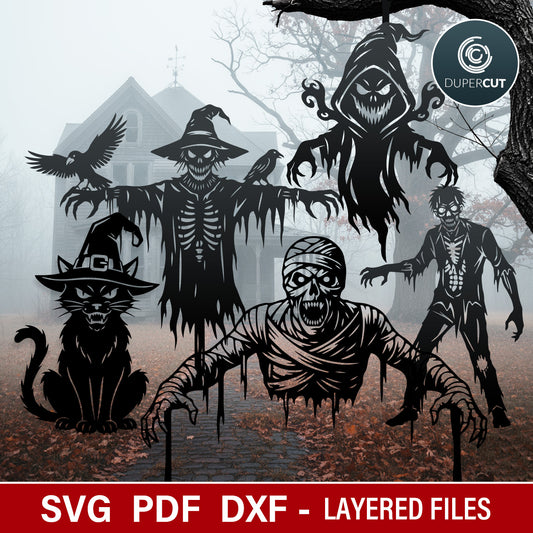 Halloween life size spooky creatures, metal cutting, laser files for Glowforge, Xtool, CNC plasma machines by www.DuperCut.com