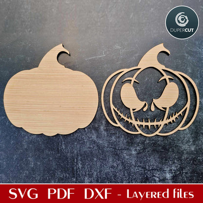 Jack Skellington shaped pumpkin Halloween decor - SVG DXF layered files for glowforge, Cricut, CNC plasma machines, scroll saw pattern by www.DuperCut.com