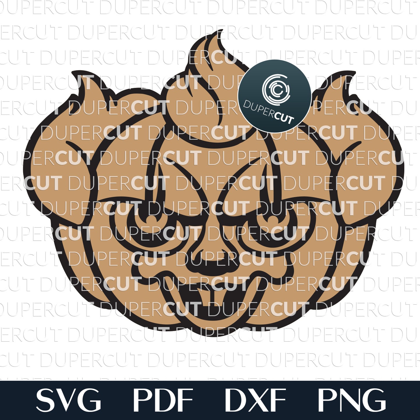 Pumpkin Pennywise Halloween decoration - SVG DXF vector layered files for laser Glowforge, Cricut, X-tool, CNC plasma machines by www.DuperCut.com