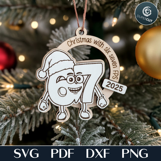 Six Seven 67 meme, kids ornaments bestseller 2025, layered SVG file for laser cutting machines Glowforge, Xtool, CNC Plasma machines by www.DuperCut.com