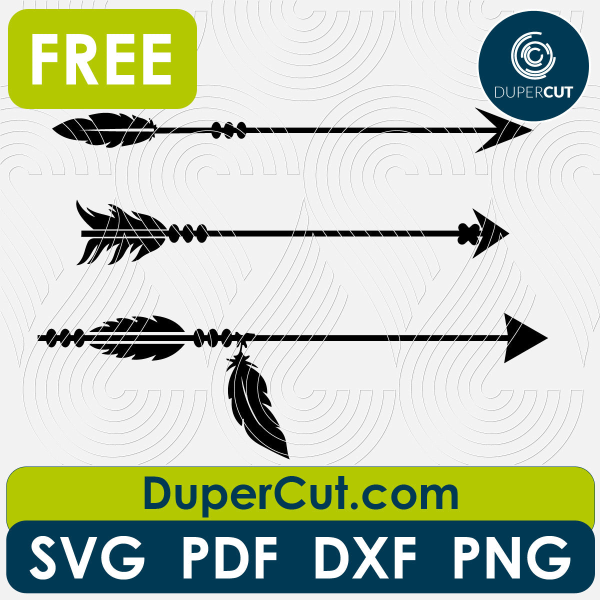 Simple arrows - free SVG PNG DXF vector files for laser and blade cutting machines. Glowforge, Cricut, Silhouette cameo templates by www.DuperCut.com