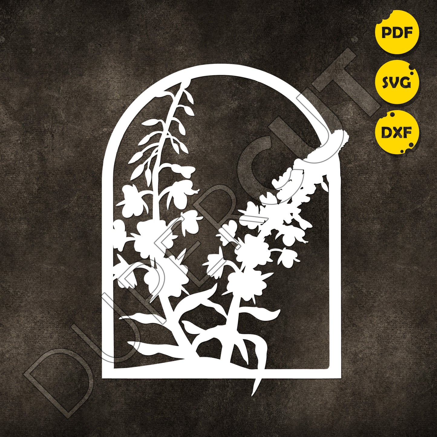 Papercutting Template - Fireweed Floral Arch