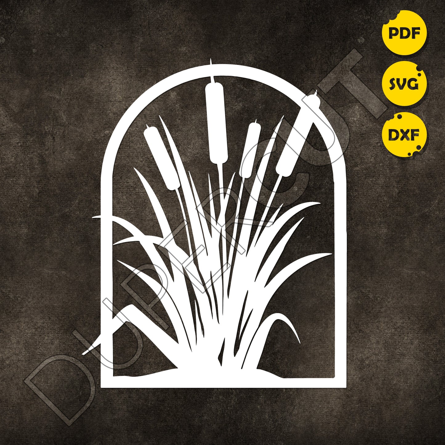 Paper cutting template - Cattail silhouette