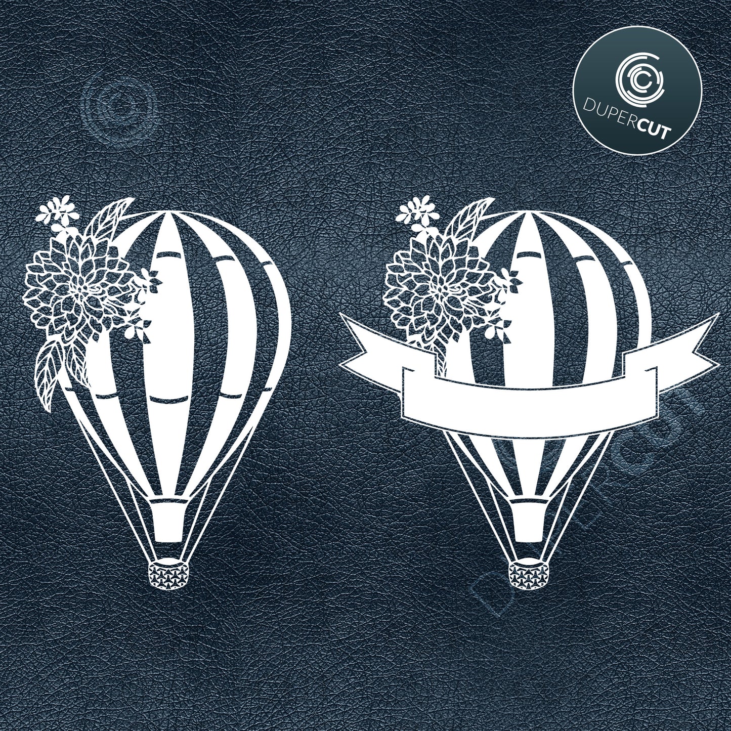 Paper cutting template - Hot Air Balloons with flowers, wedding decoration - SVG PNG DXF files for cutting machines: Cricut, Silhouette Cameo, Glowforge, CNC