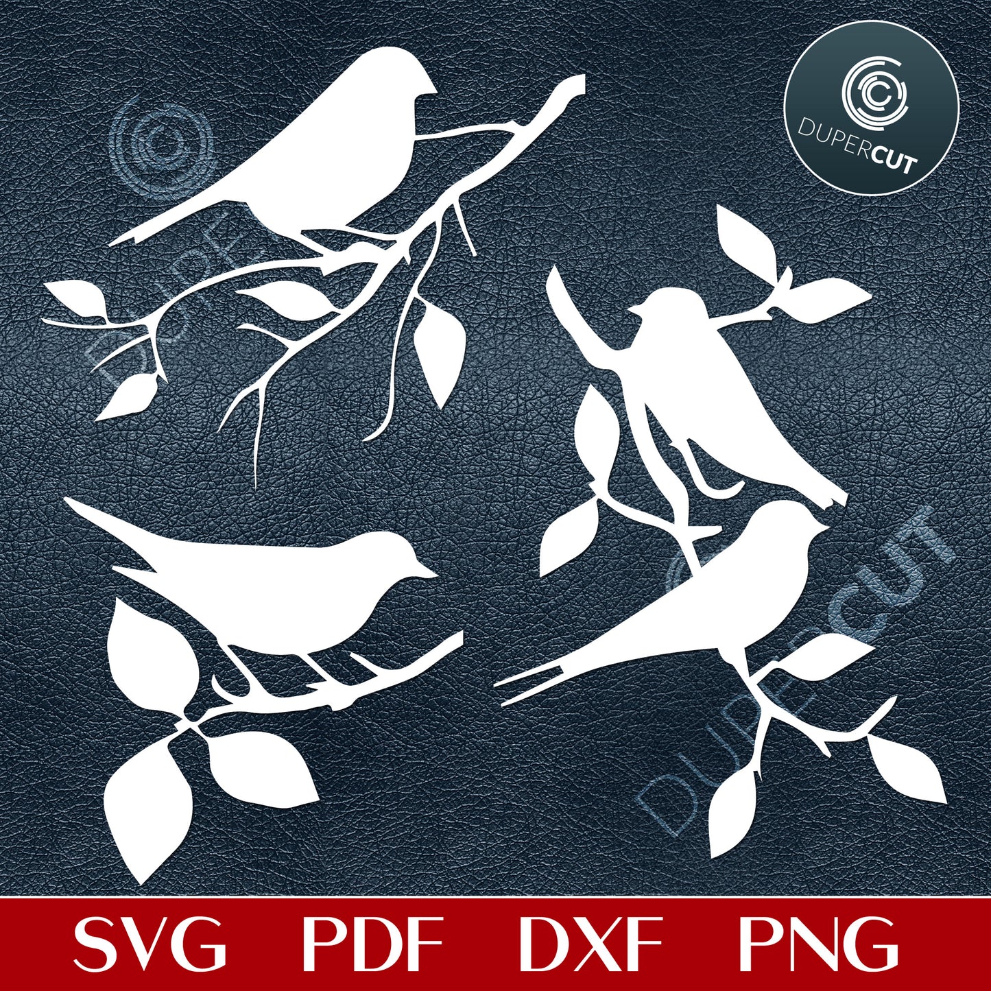 Bird on a branch, for beginners, laser paper cutting, engraving, mold making. - SVG DXF PNG vector files for laser and CNC machines, Cricut, Silhouette Cameo, Glowforge projects.