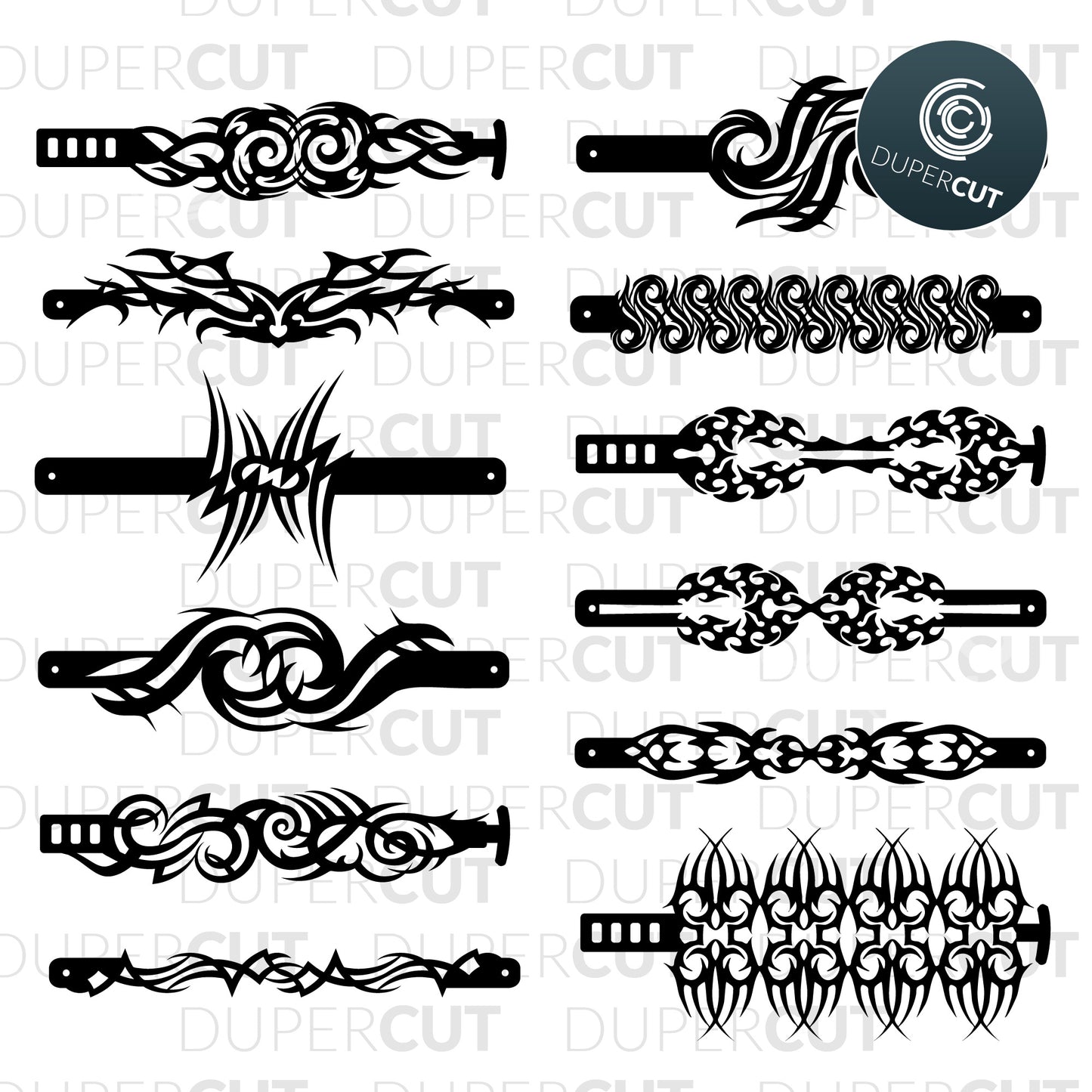 DIY Jewellery Making Template - Tribal Tattoo style - Leather bracelets