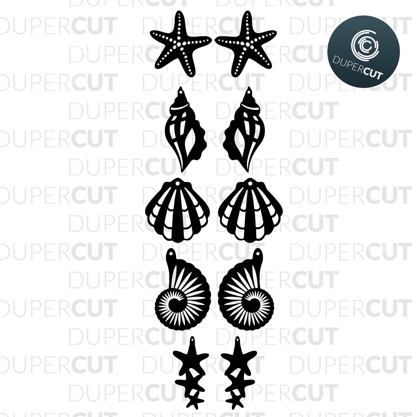DIY Jewellery Making Template - Seashells bundle - Leather earrings