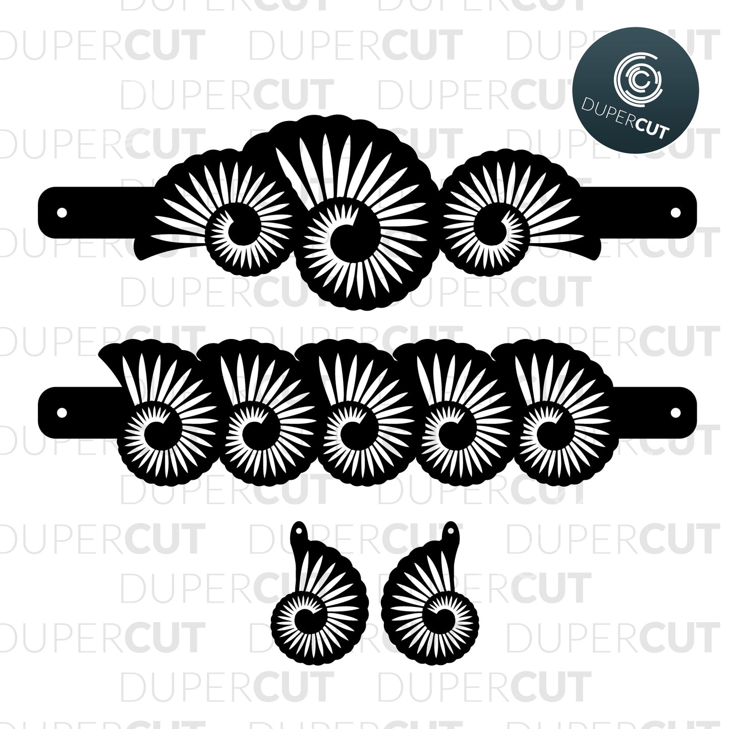 DIY Leather Jewelry Making Template - Seashell bracelet, Seashells earrings
