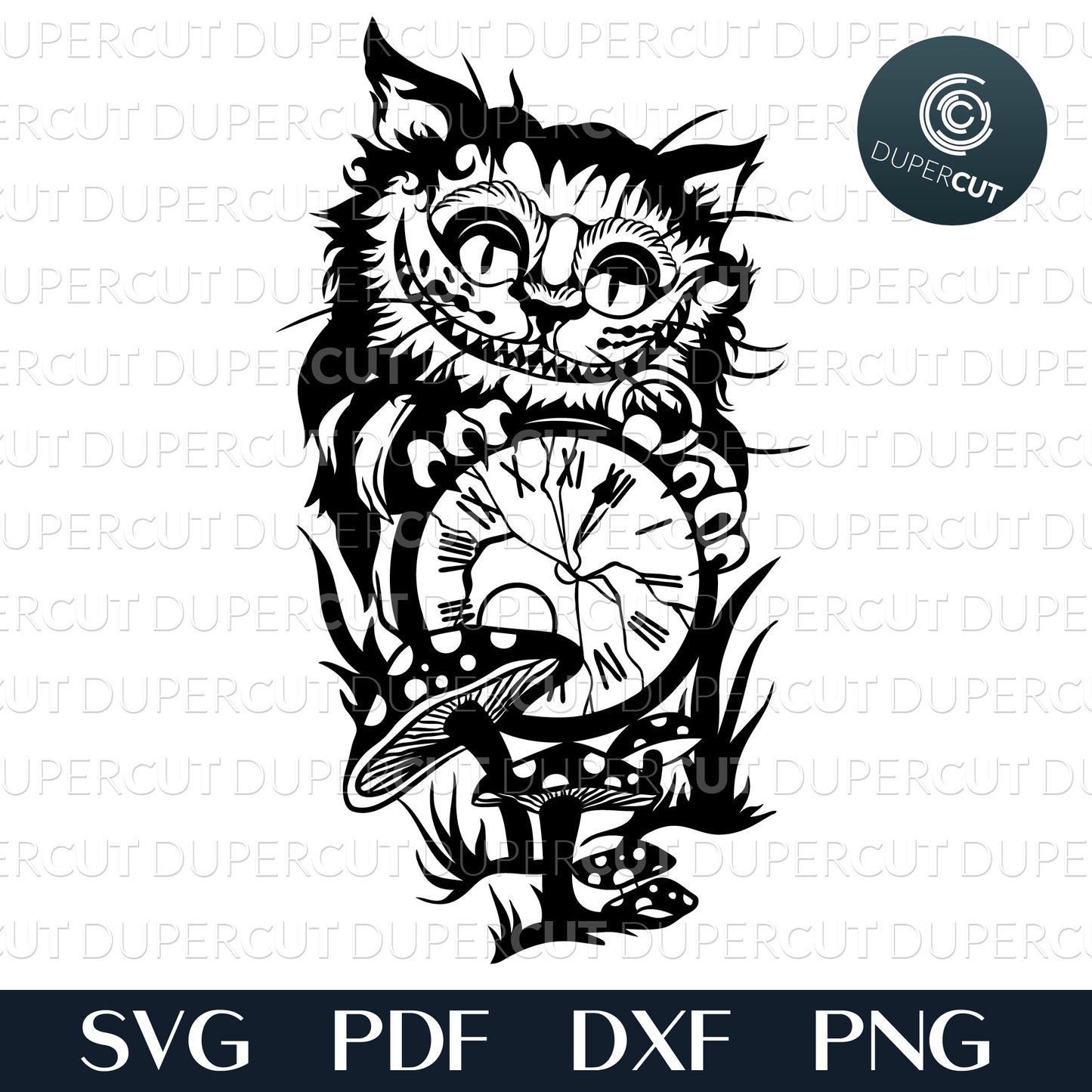 Papercutting Template - Cheshire Cat - Alice in wonderland