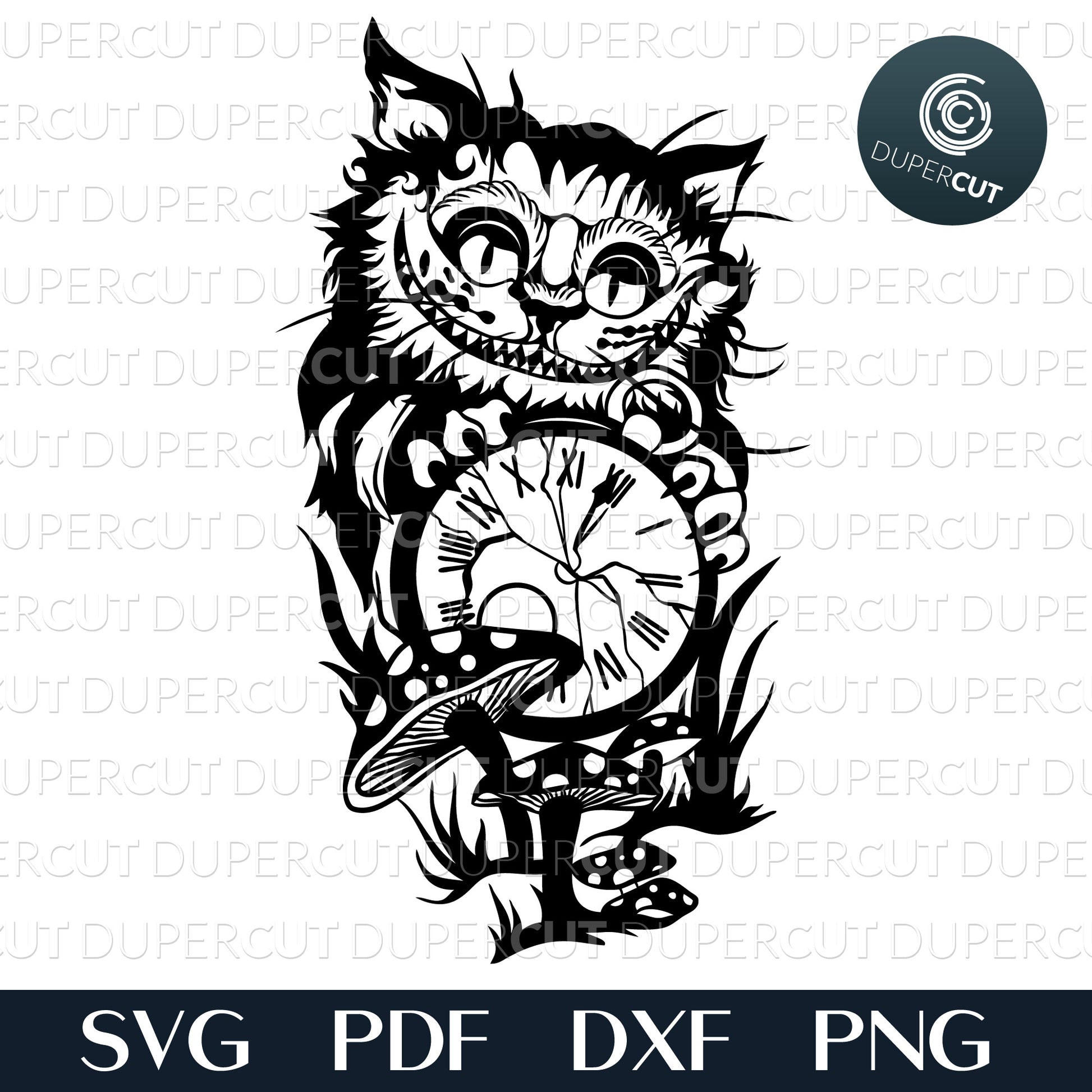 Papercutting Template - Cheshire Cat - Alice in wonderland