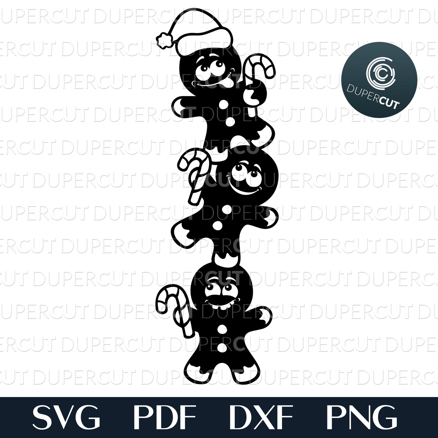 Papercutting Template - Gingerbread cookies silhouette