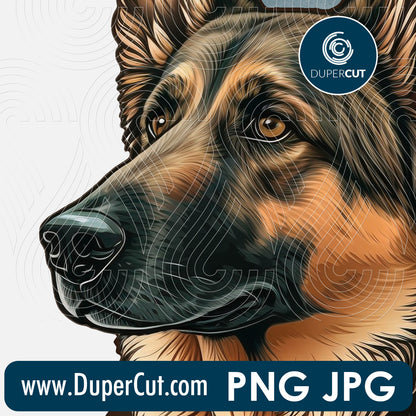 German Shepherd dog breed high resolution template - JPG PNG sublimation files transparent background by www.DuperCut.com