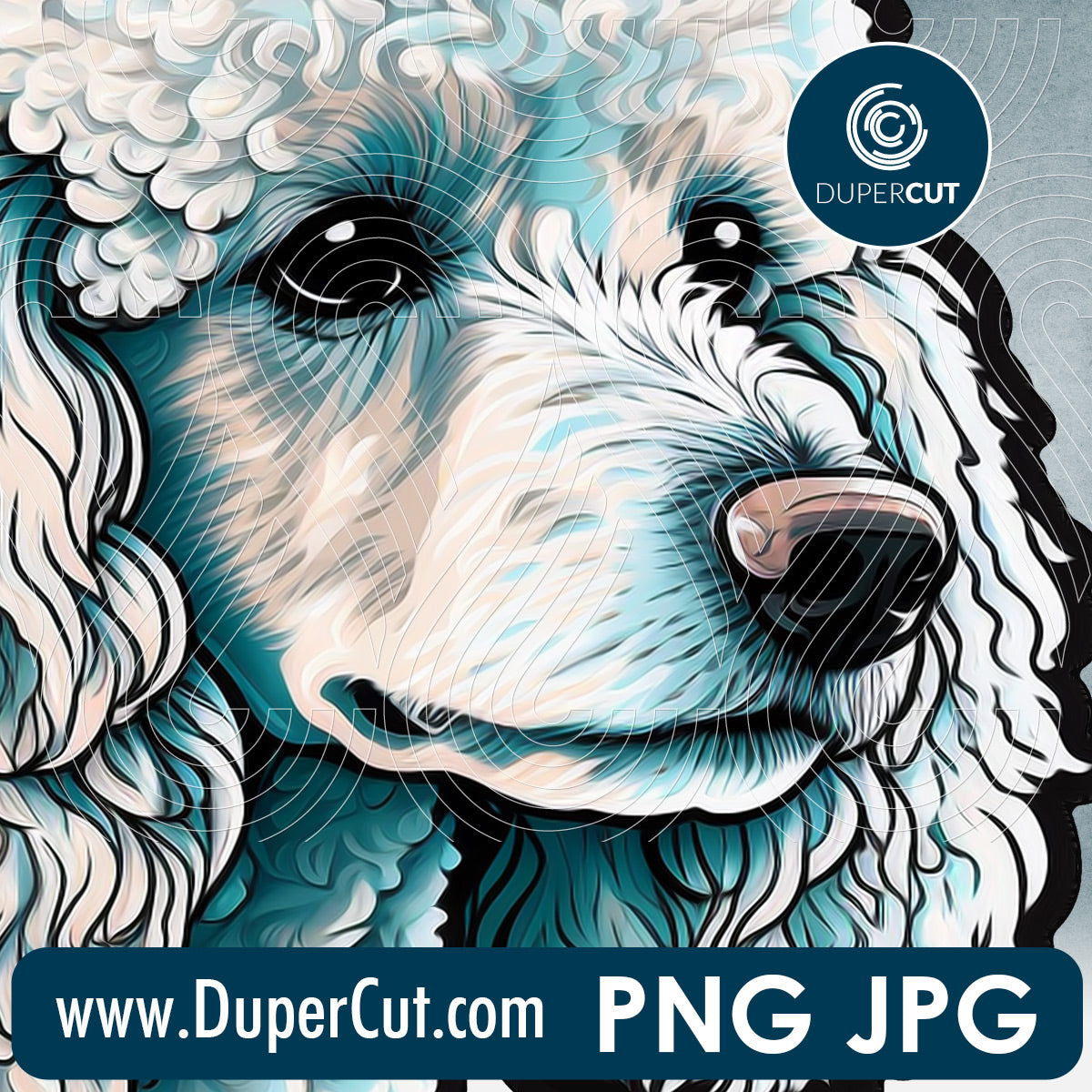 Poodle dog breed - JPG PNG file transparent background, high res pattern for sublimation, print on demand by www.dupercut.com