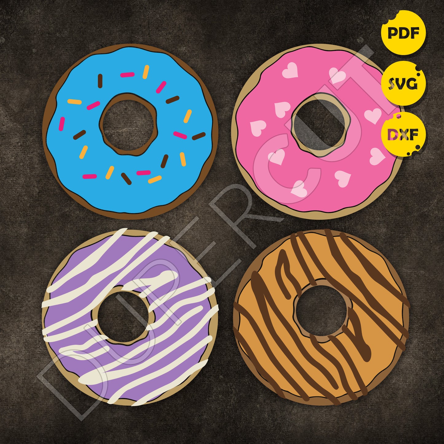 DONUTS - Layered Files - SVG / PDF / PNG