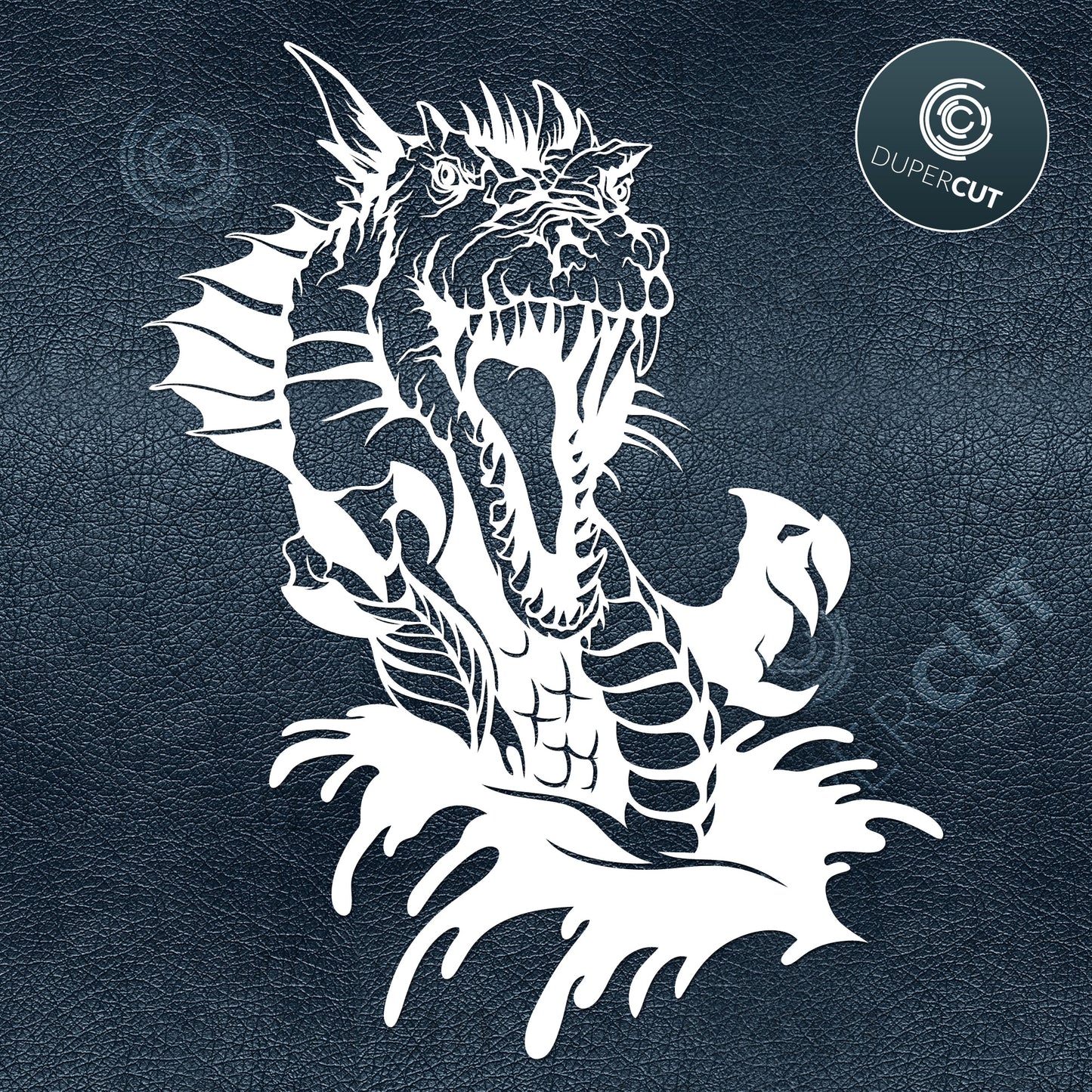 Paper cutting template - Roaring Dragon - SVG DXF for cutting machines