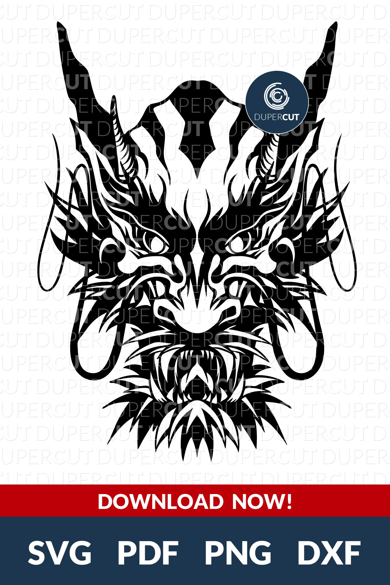 Layered laser cutting files- Chinese dragon. Papercutting template for commercial use. SVG files for Silhouette Cameo, Cricut, Glowforge, DXF for CNC, laser cutting, print on demand