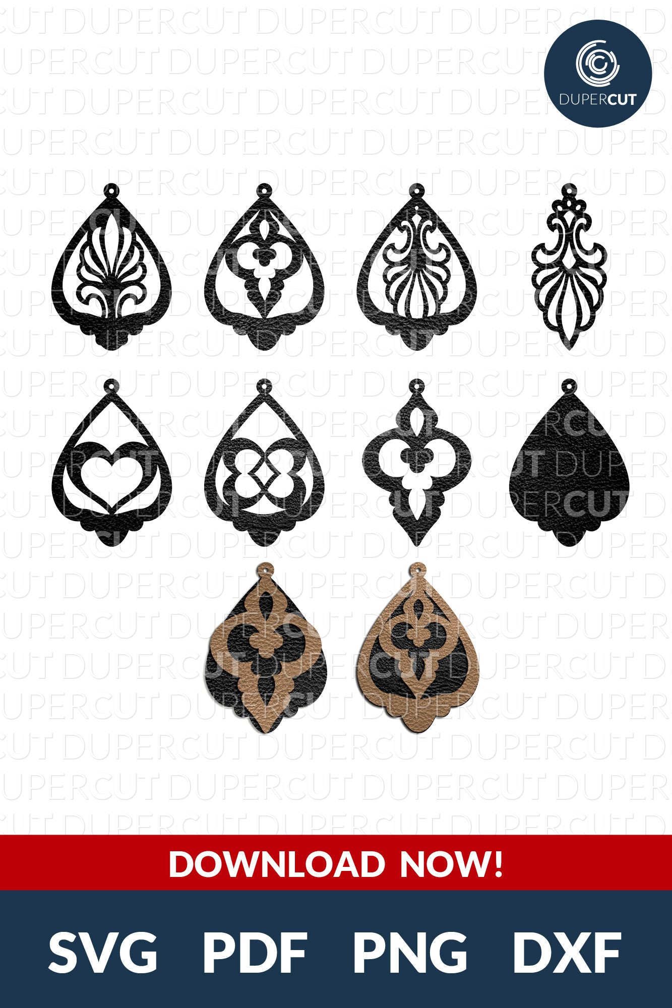 EARRINGS BUNDLE 4 - 8 designs - SVG / PDF / DXF