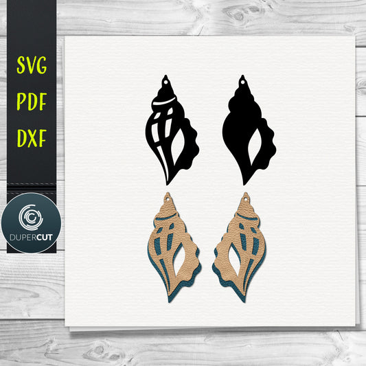 DIY Tulip Snowflakes Layered Leather Earrings SVG PDF DXF vector files. Jewellery making template for laser and cutting machines - Glowforge, Cricut, Silhouette Cameo.