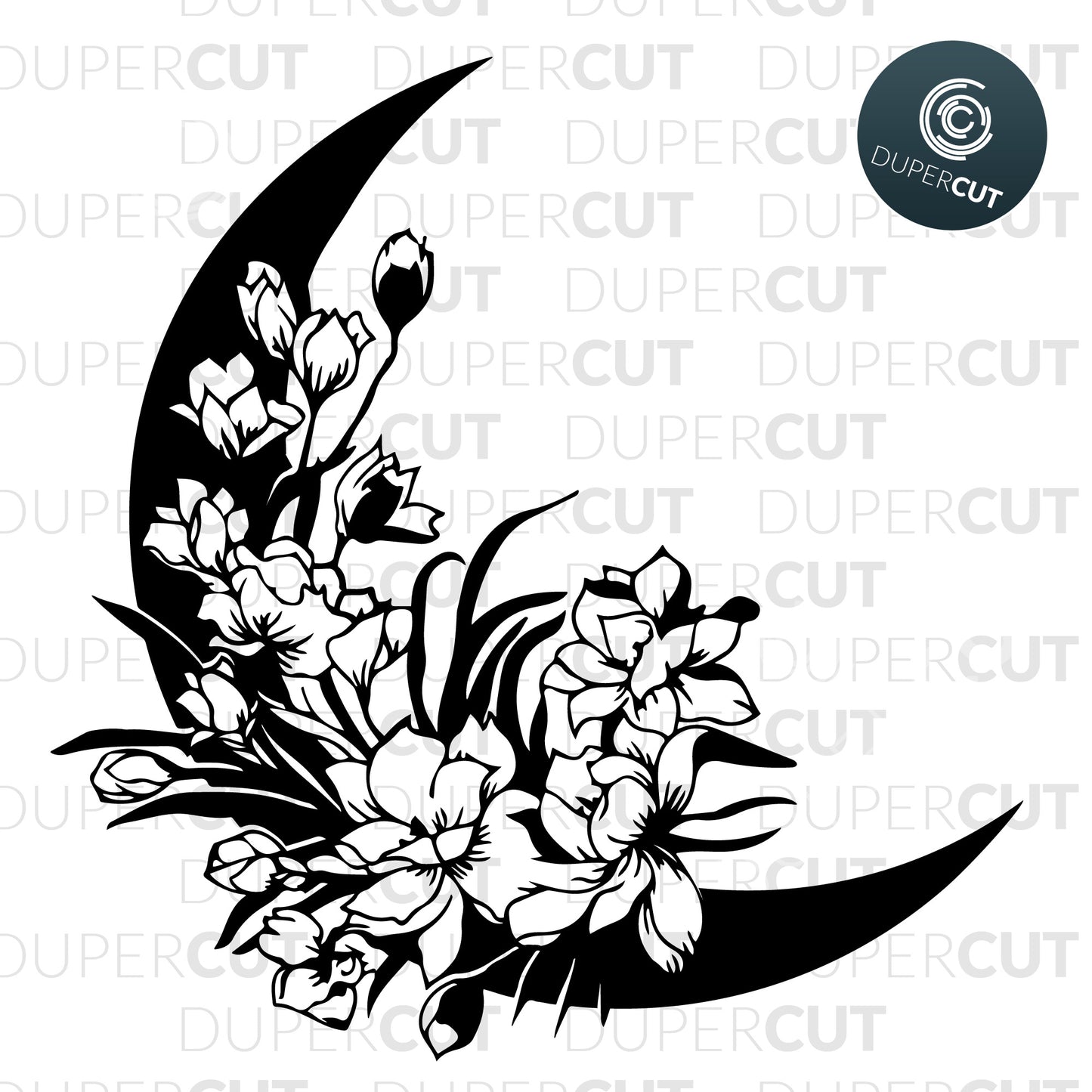 Papercutting Template - Flower Moon