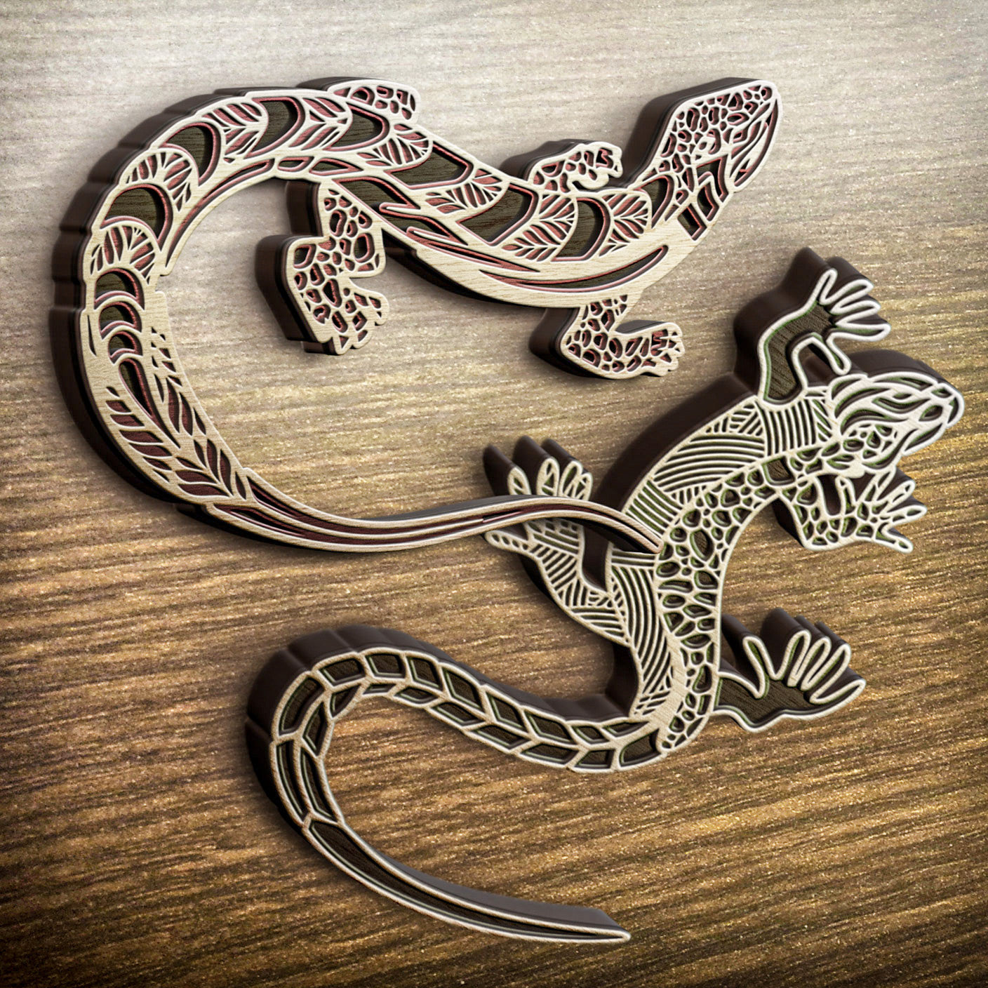 Gecko layered files, wood working. SVG PNG DXF files for cutting, laser engraving, scrapbooking. For use with Cricut, Glowforge, Silhouette, CNC machines.