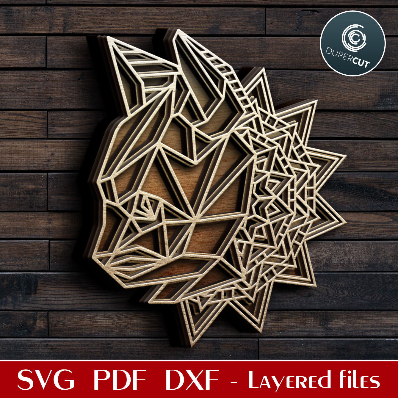 Multi-layer geometric Cat, zentangle design - SVG PDF DXF laser cutting files for Cricut, Glowforge, Silhouette Cameo, CNC Plasma machines