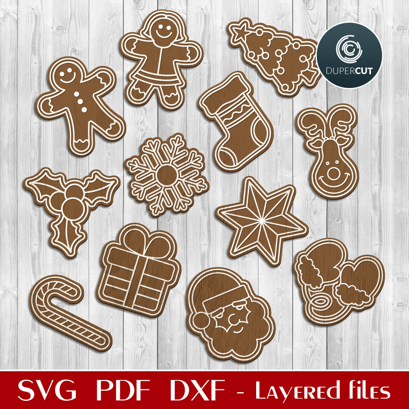 GINGERBREAD BUNDLE - 12 designs - SVG / PDF / DXF