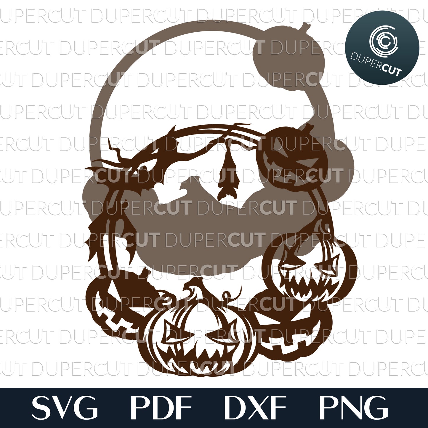Halloween door hanger frame - Layered SVG PDF DXF vector files for Glowforge, Cricut, Silhouette, laser cutting machines