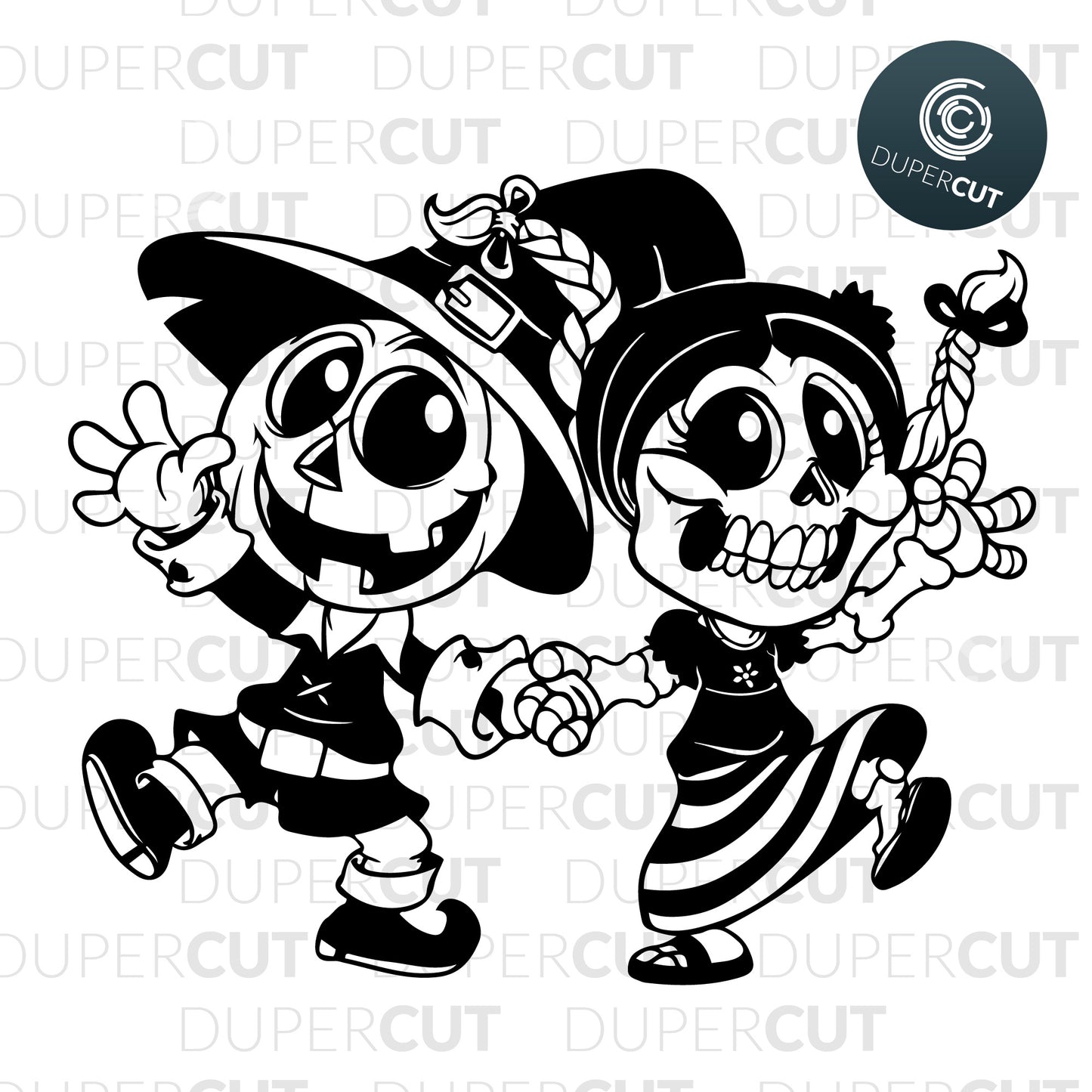 Paper Cutting Template - Dancing Pumpkins - Halloween decor