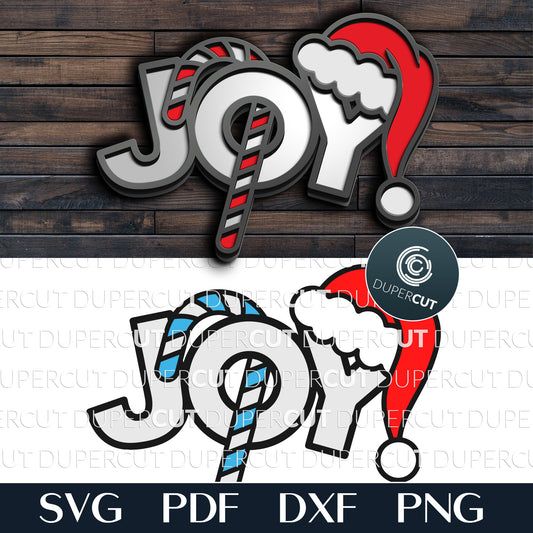 JOY door hanger Christmas sign SVG DXF layered vector cutting files for laser and digital machines - Glowforge, Cricut, Silhouette cameo, CNC plasma by DuperCut