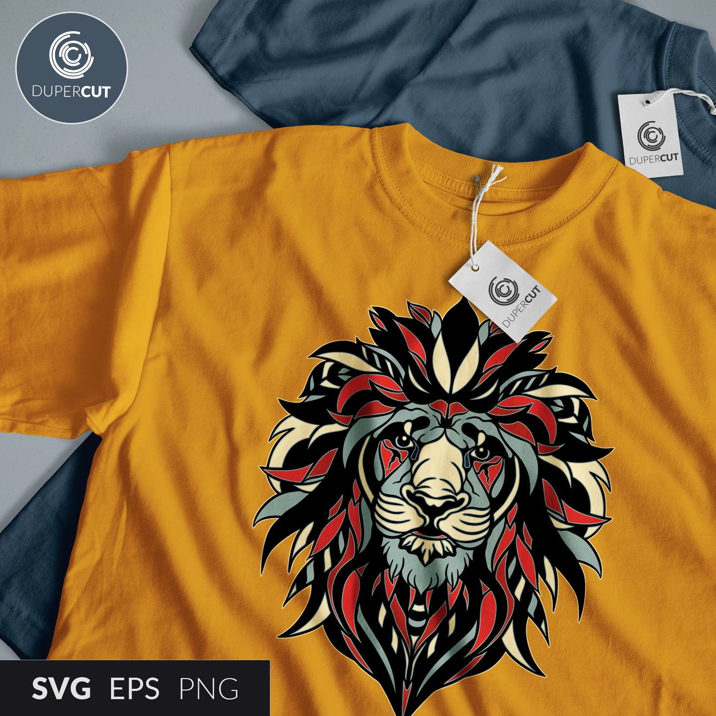 Lion - custom apparel design, amazon merch files- EPS, SVG, PNG files. Vector Colour illustration for print on demand, sublimation, custom t-shirts, hoodies, tumblers.