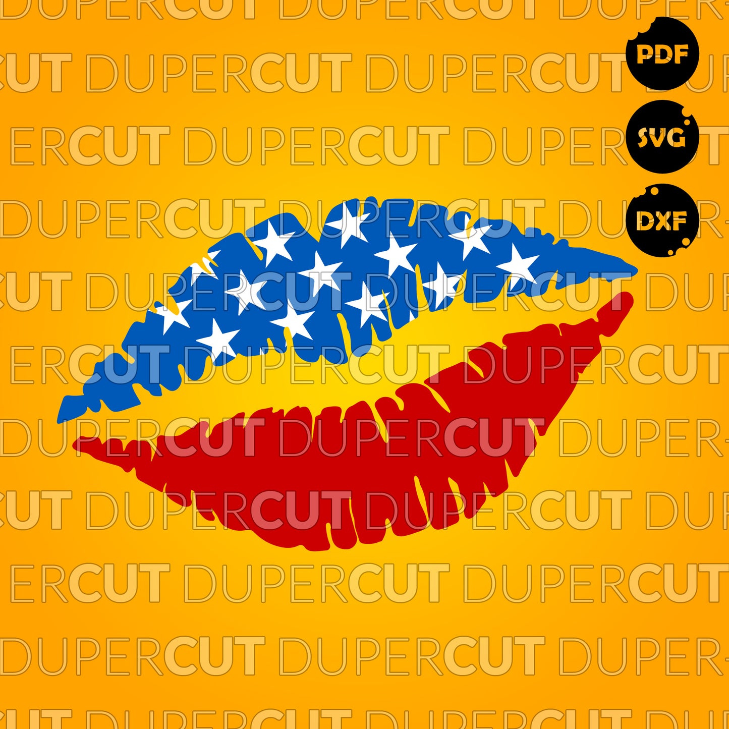 American flag lips kiss - color SVG file
