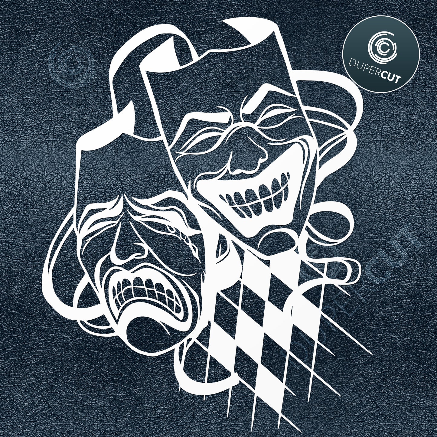 Comedy tragedy masks, vector paper cutting template - SVG DXF PNG files for Cricut, Glowforge, Silhouette Cameo, CNC Machines