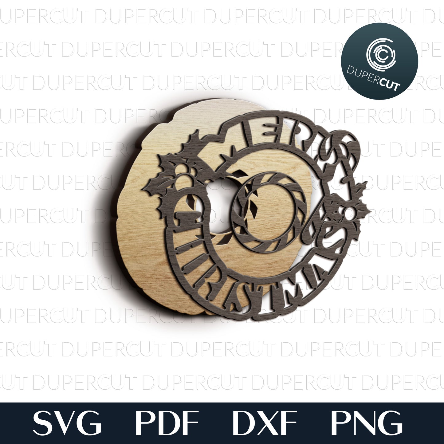 Personalized Christmas photo ornament - SVG PDF DXF layered vector files for laser cutting, Glowforge, Cricut, Silhouette Cameo, CNC plasma machines