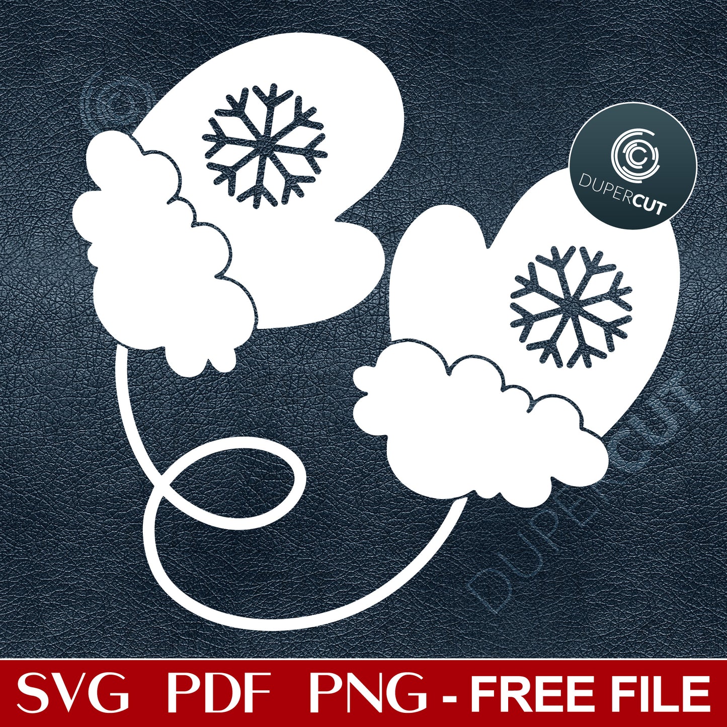 Mittens - easy to cut FREE file for commercial use. SVG PDF DXF vector template for vinyl, tumblers, t-shirts, laser cutting with Glowforge, Cricut, Silhouette cameo