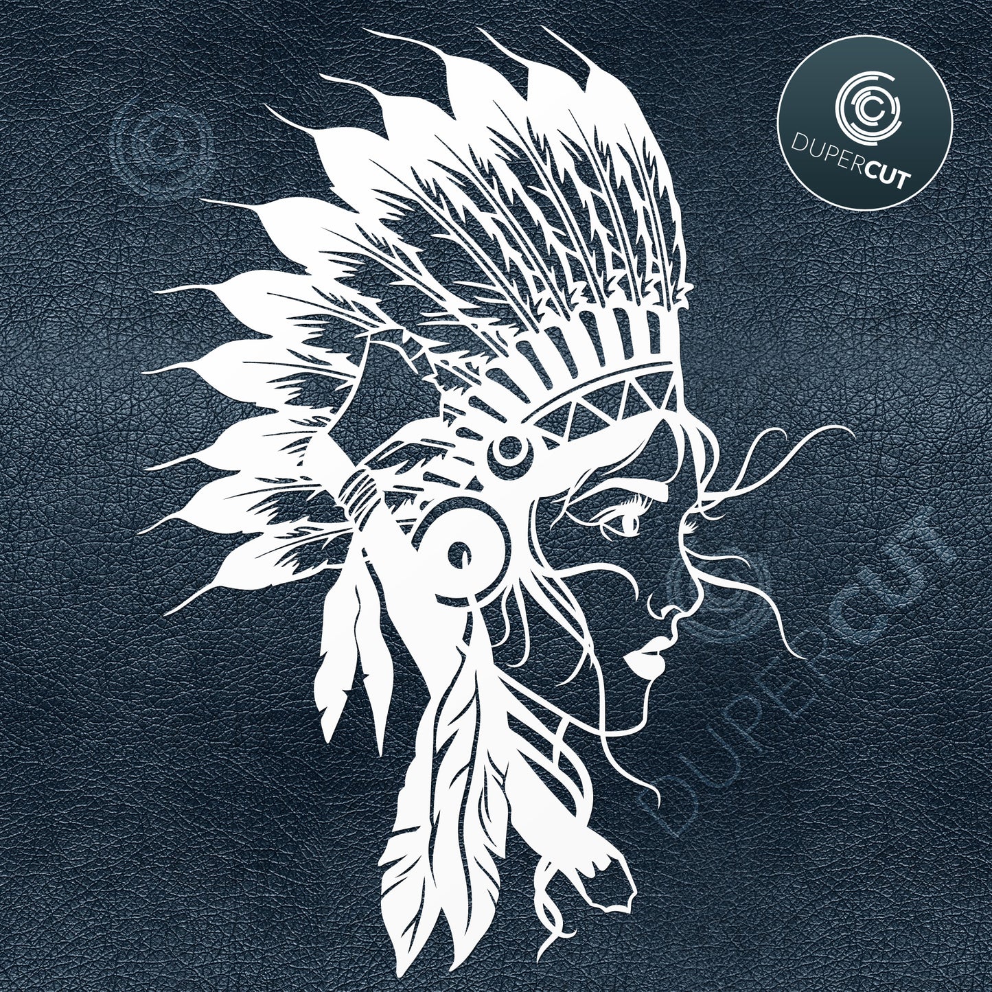 Papercutting Template - Indian Woman Headdress Drawing