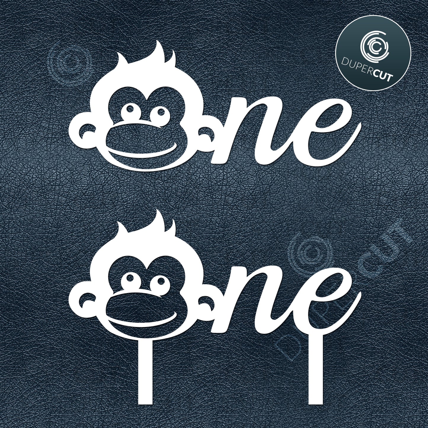 ONE - SVG, DXF, PNG files for DIY Cake topper with cute monkey for first birthday. Printable, for Cricut, Silhouette Cameo, Glowforge, CNC machines.