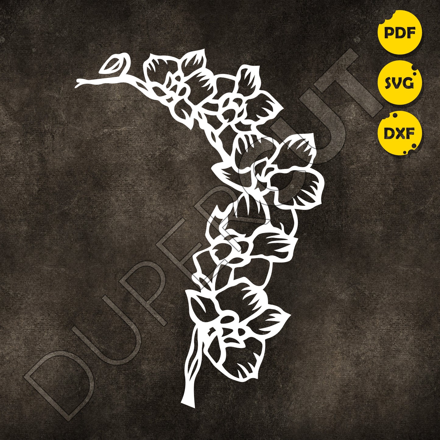 Orchid branch, easy template for beginners - SVG DXF JPEG files for CNC machines, laser cutting, Cricut, Silhouette Cameo, Glowforge engraving