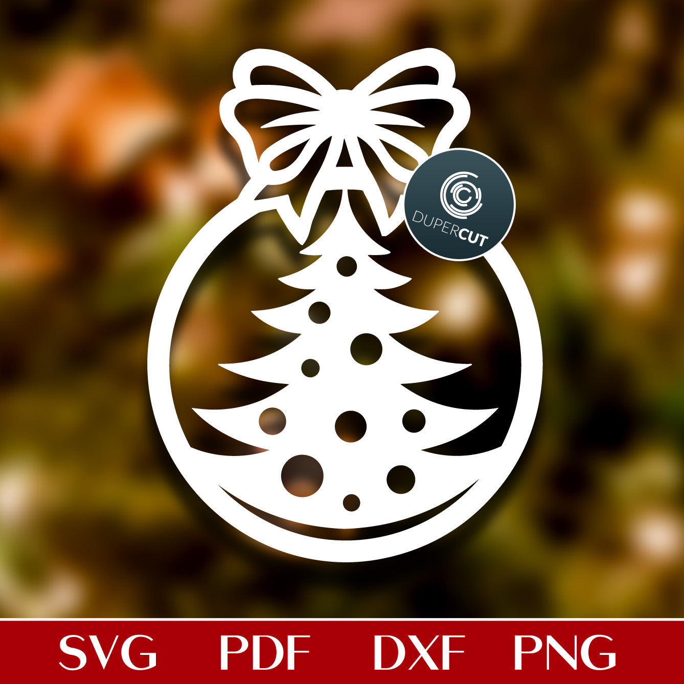 Christmas tree ornament - paper cutting template for beginners - SVG DXF PDF vector files for laser engraving and cutting, Glowforge, Cricut, Silhouette Cameo