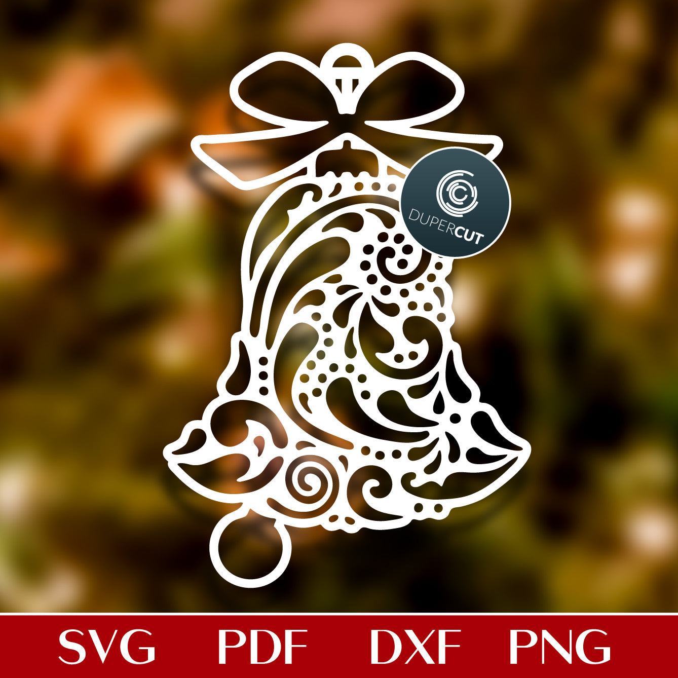 Decorative Russian bell Christmas ornament - paper cutting template - SVG DXF PDF vector files for laser engraving and cutting, Glowforge, Cricut, Silhouette Cameo