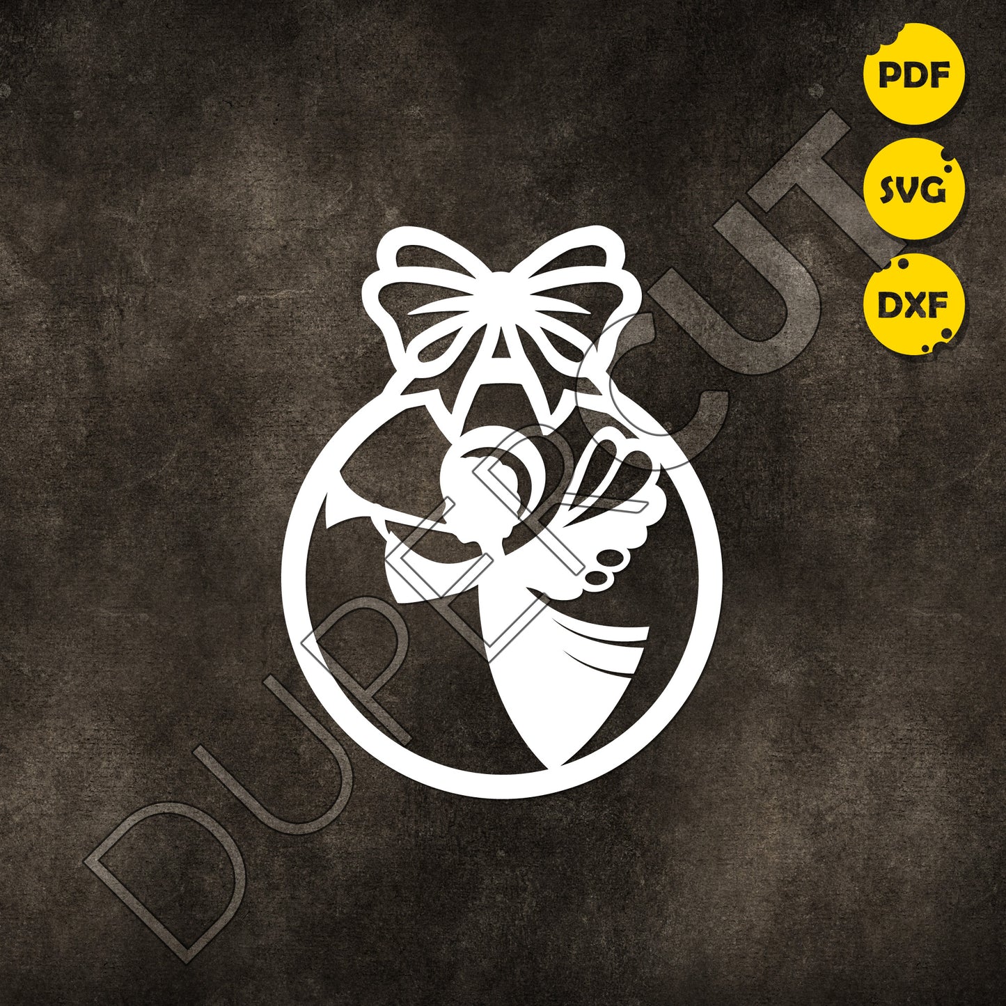 Paper Cutting Template - Christmas Angel Ornament - for Cricut, silhouette