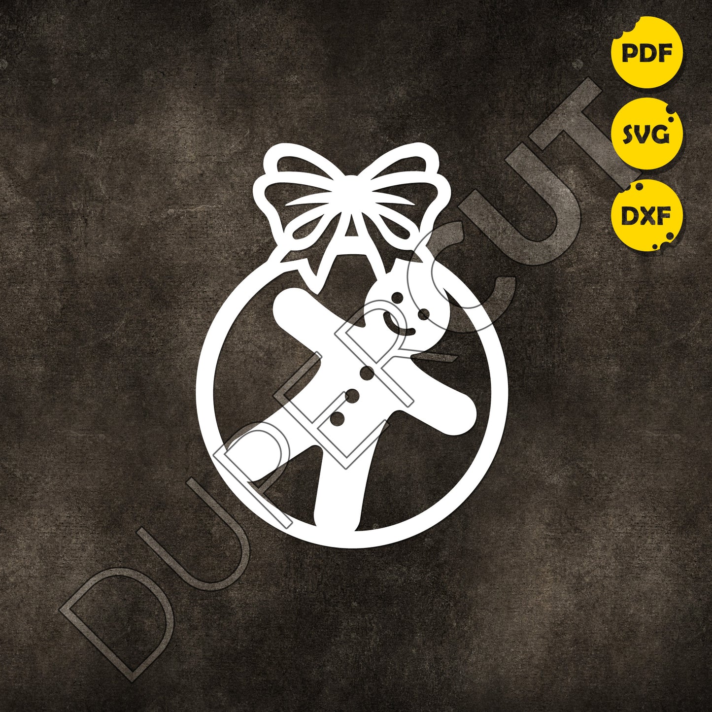 Papercutting Template - Christmas Ornament Gingerbread man cookie