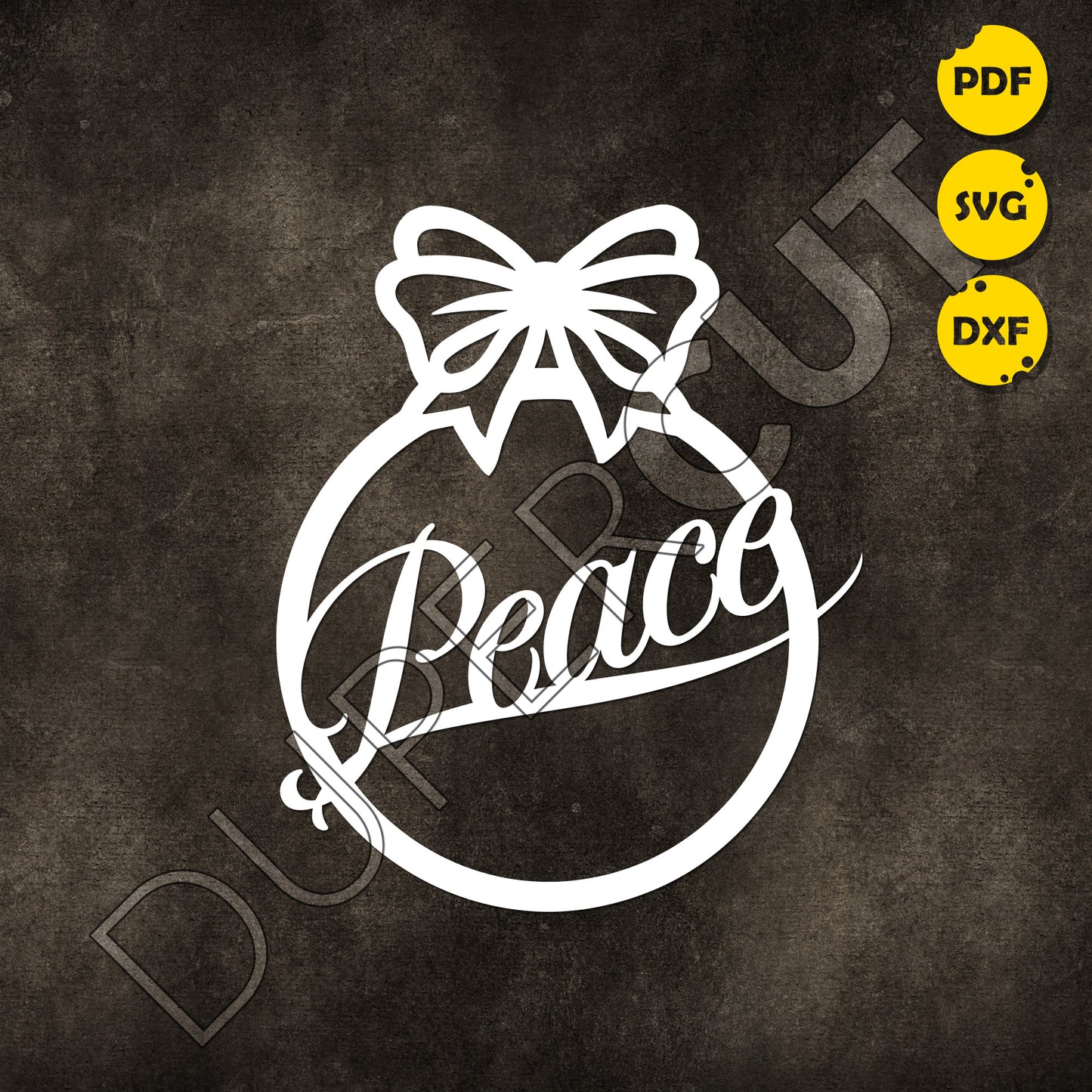 Peace Christmas ornament, simple for scroll saw, woodworking - SVG DXF JPEG files for CNC machines, laser cutting, Cricut, Silhouette Cameo, Glowforge engraving