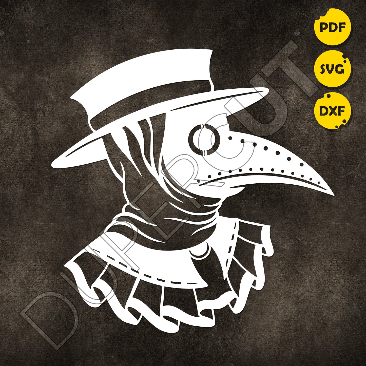 Plague doctor simple design for beginners - SVG DXF JPEG files for CNC machines, laser cutting, Cricut, Silhouette Cameo, Glowforge engraving