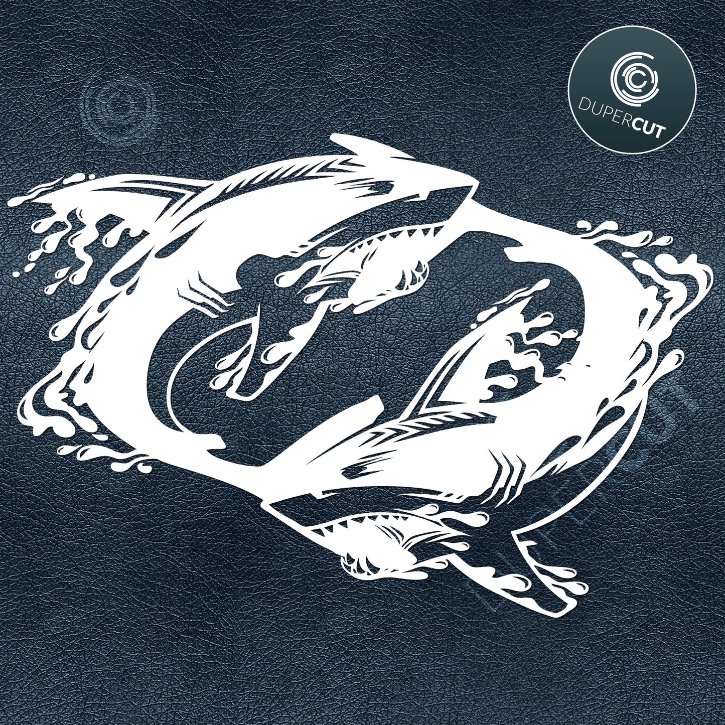 2 Designs - SWIMMING SHARKS - SVG / PDF / DXF