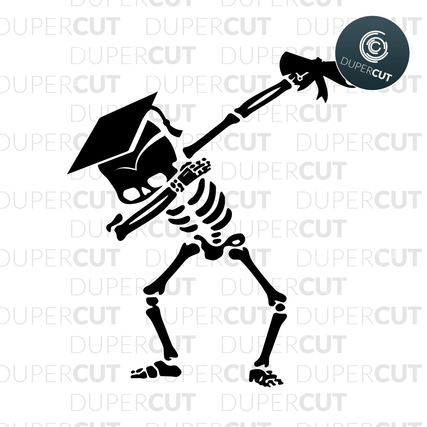 Paper Cutting Template - Graduation dabbing skeleton